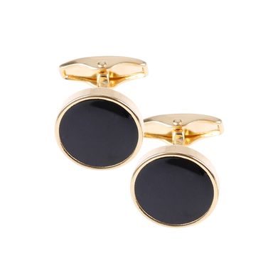 House of Amanda Christensen Gold & Black Onyx Round Cufflinks