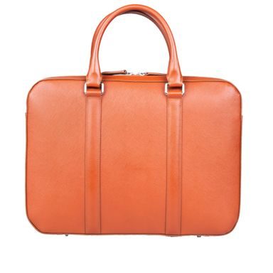 John & Paul Slim Cognac Leather Briefcase 2.0