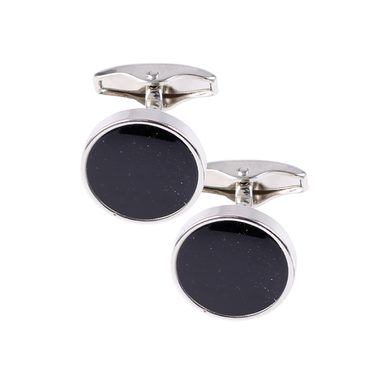 House of Amanda Christensen Black Onyx & Silver Round Cufflinks