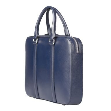 John & Paul Slim Blue Leather Briefcase 2.0