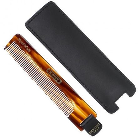 Kent Handmade Comb with Leather Tab and Case