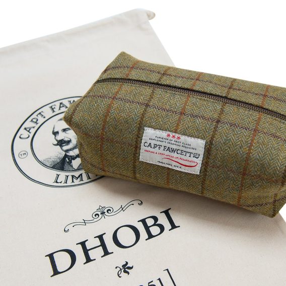 Captain Fawcett Tweed Wash Bag