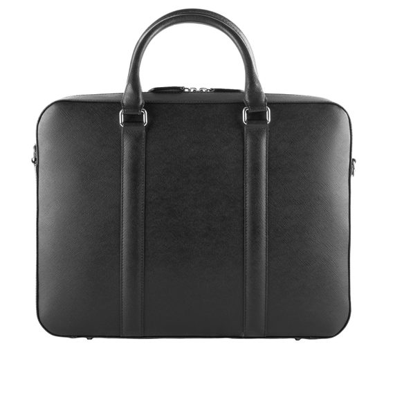 John & Paul Black Leather Briefcase 2.0