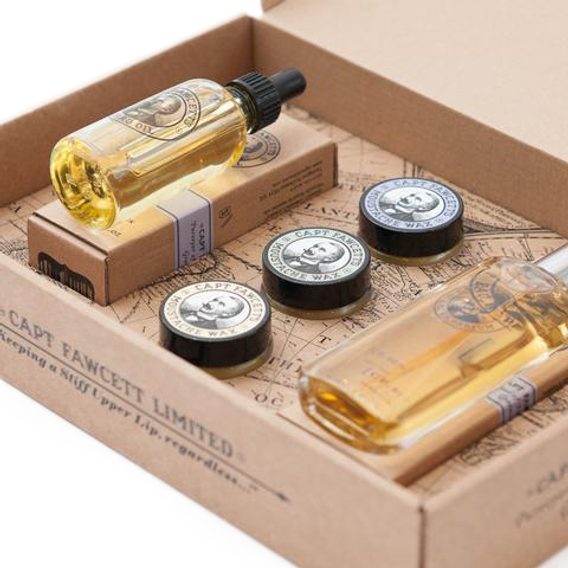 Captain Fawcett Eau de Parfum, Beard Oil & Three Moustache Waxes Gift Set