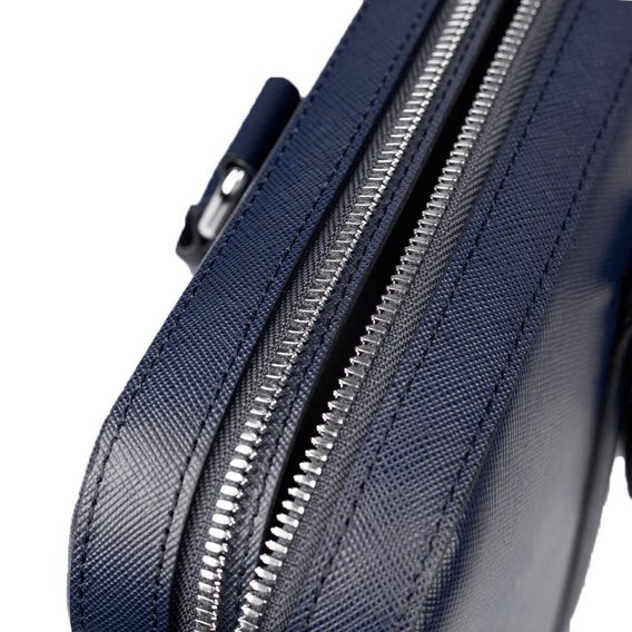 John & Paul Slim Blue Leather Briefcase 2.0