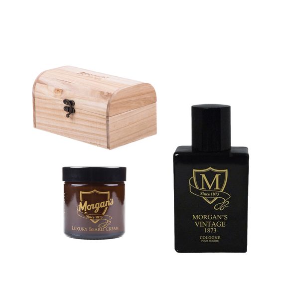 Morgan's 1873 Beard & Cologne Wooden Gift Box