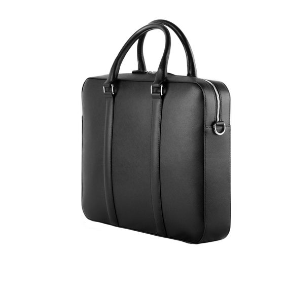 John & Paul Black Leather Briefcase 2.0