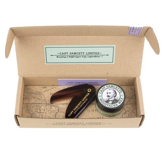 Captain Fawcett Ylang Ylang Moustache Wax & Foldable Beard Comb Gift Set