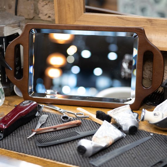 Captain Fawcett Double Handed Wooden Mirror