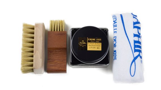Saphir Medaille d'Or Shoe Cream Polish, Chamois Cloth & Two Brushes Gift Set