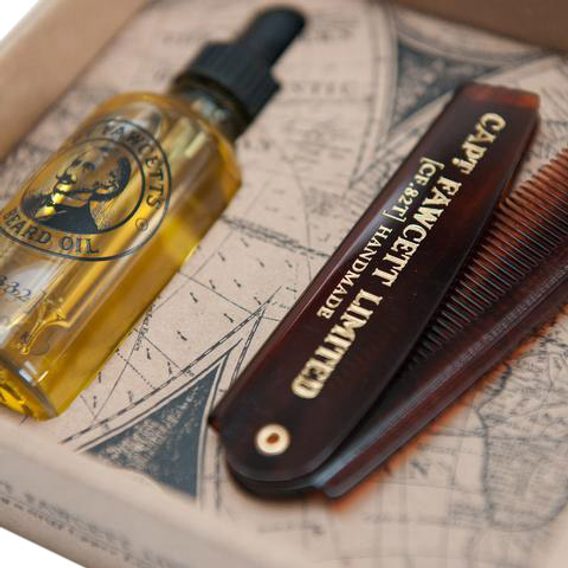 Captain Fawcett Beard Oil & Foldable Beard Comb Gift Set