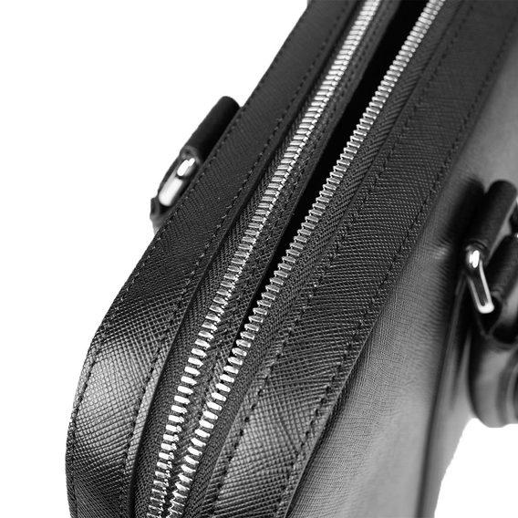 John & Paul Slim Black Leather Briefcase 2.0