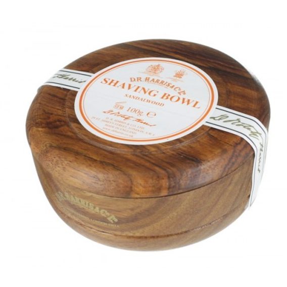 D.R. Harris Sandalwood Shaving Soap in Dark Wooden Bowl (100 g)