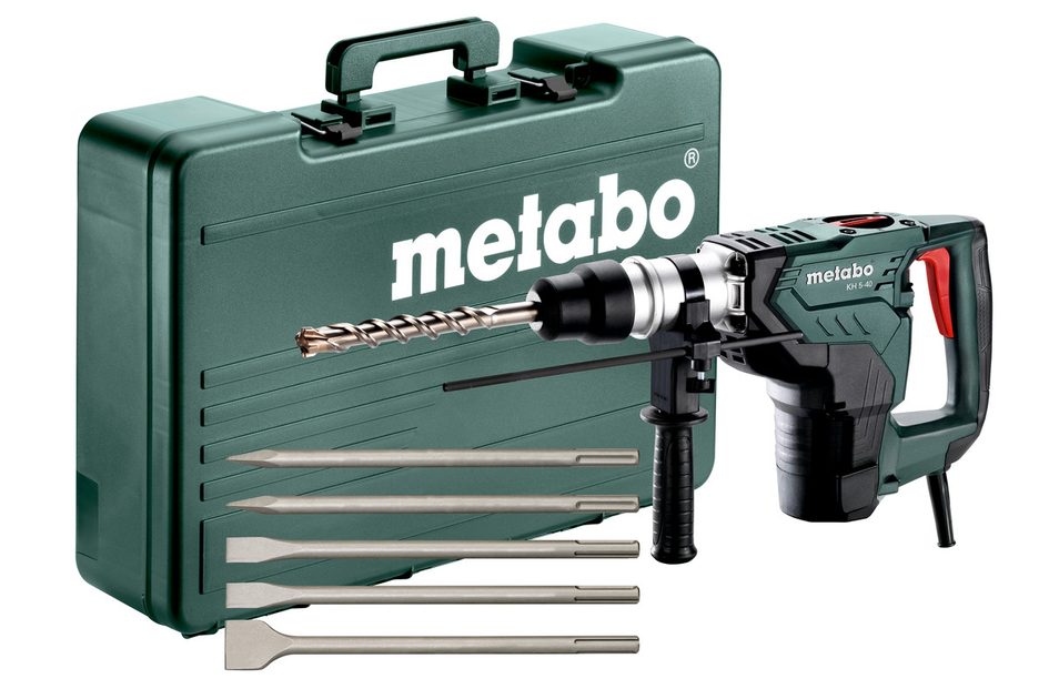 Metabo-shop.cz - Metabo KH 5-40 + 5 sekáčů SDS max - kombinované kladivo -  Metabo - Kombinovaná kladiva SDS-max Metabo - Vrtací a sekací kladiva Metabo,  Vrtání, šroubování, sekání Metabo