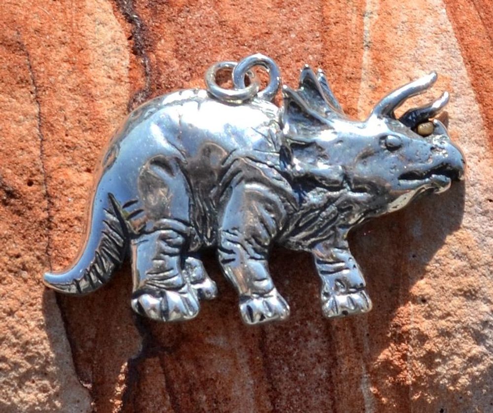 Čištín Triceratops prorsus, stříbrný stříbrný přívěsek, Ag 925