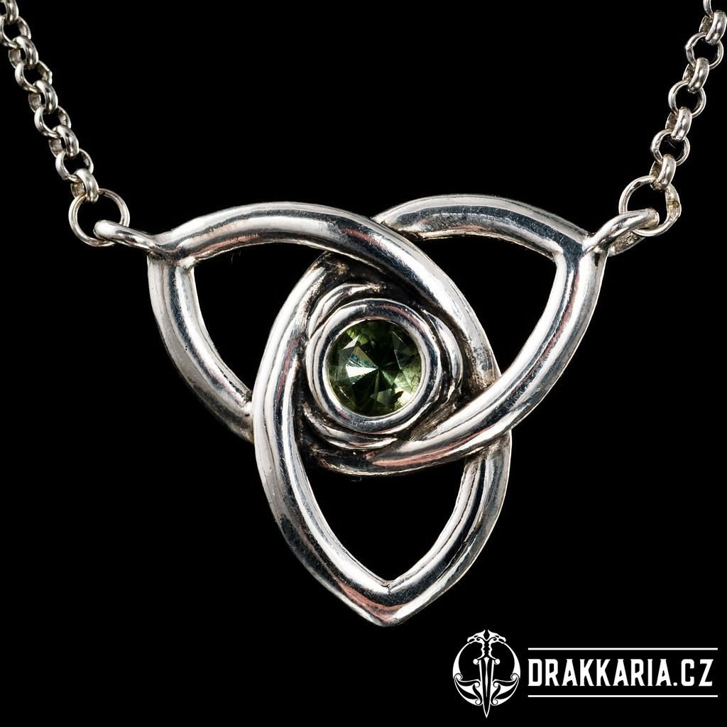 TRIQUETRA, náhrdelník, vltavín, stříbro 925 - drakkaria.cz