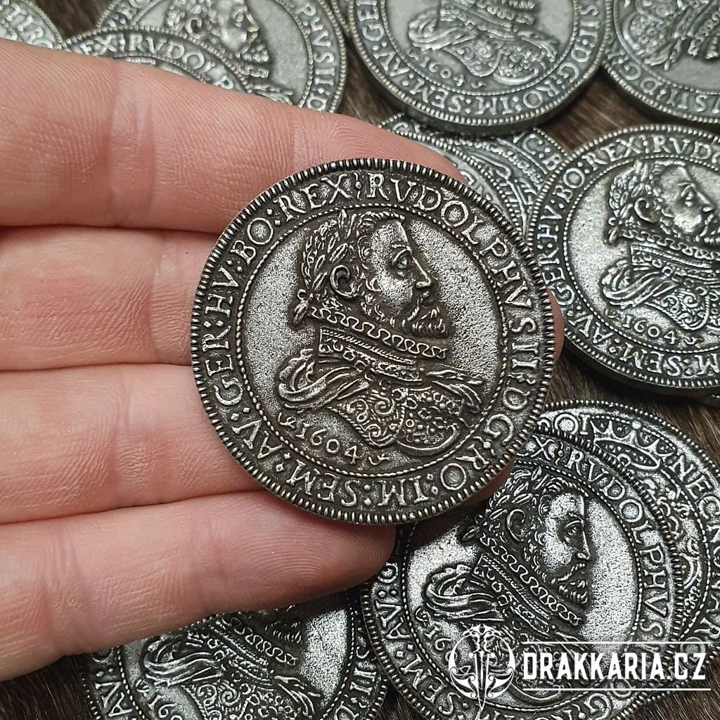 Čechy, Rudolf II, Tolar, replika mince - zinek - drakkaria.cz