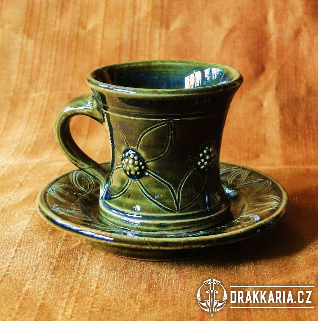 Espresso hrnek, keramický, zelený - drakkaria.cz