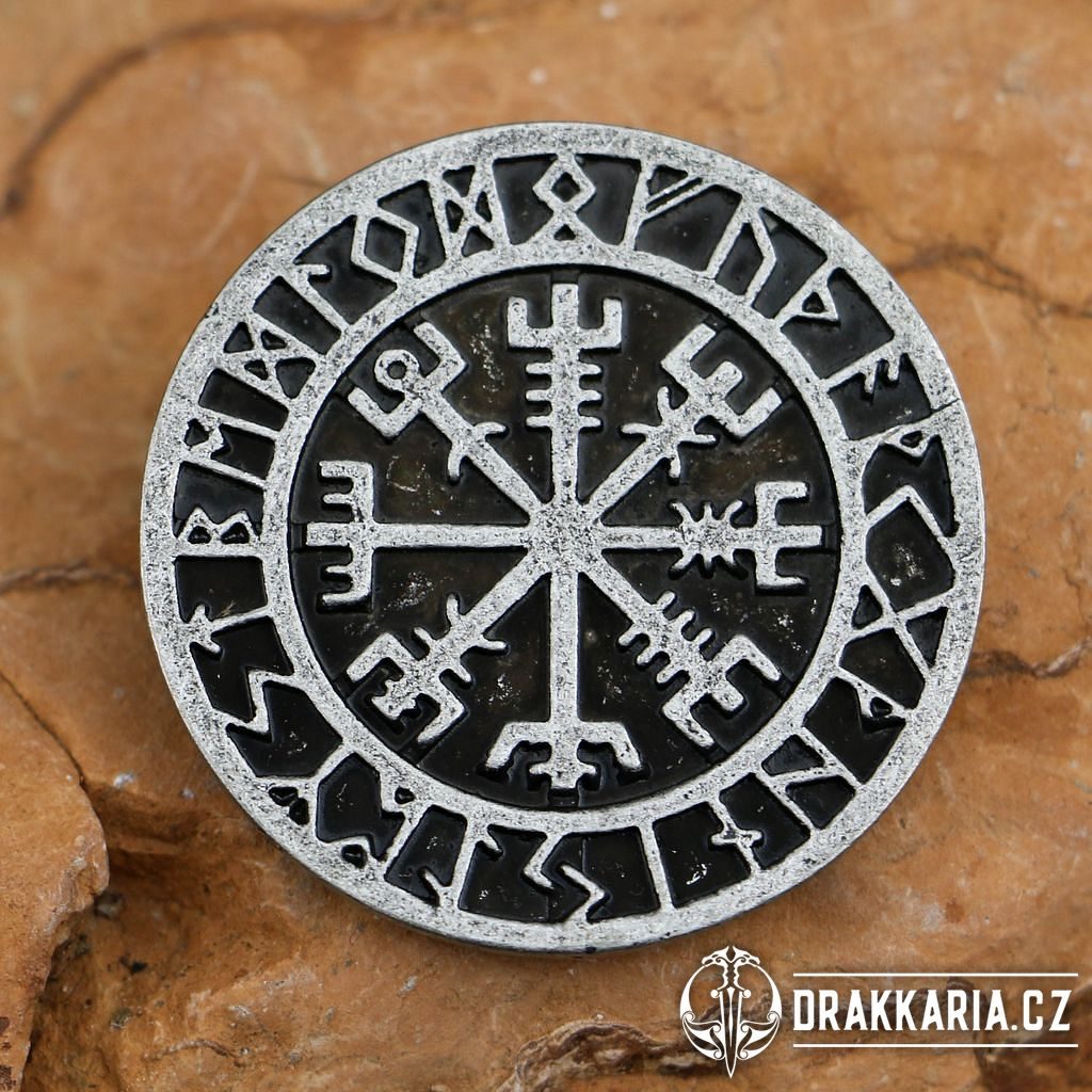 VEGVISIR - kompas, islandská runa, přívěšek, zinek - drakkaria.cz