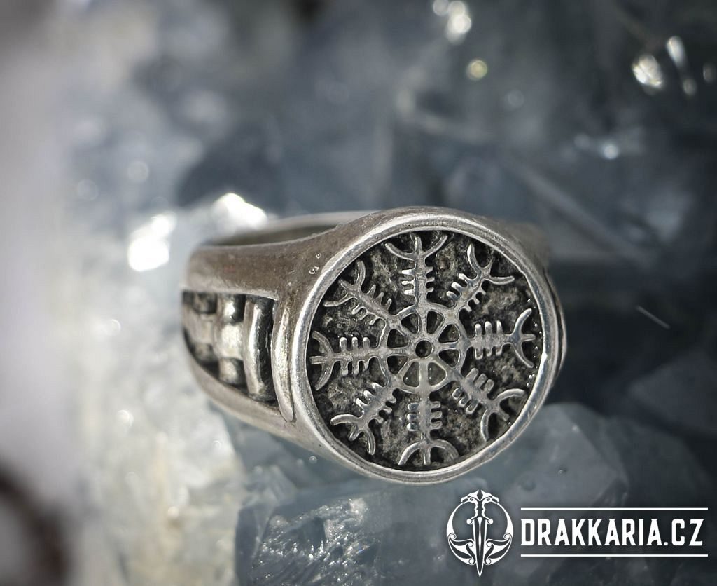 Aegishjálmur, vikinský prsten, stříbro 925 - drakkaria.cz