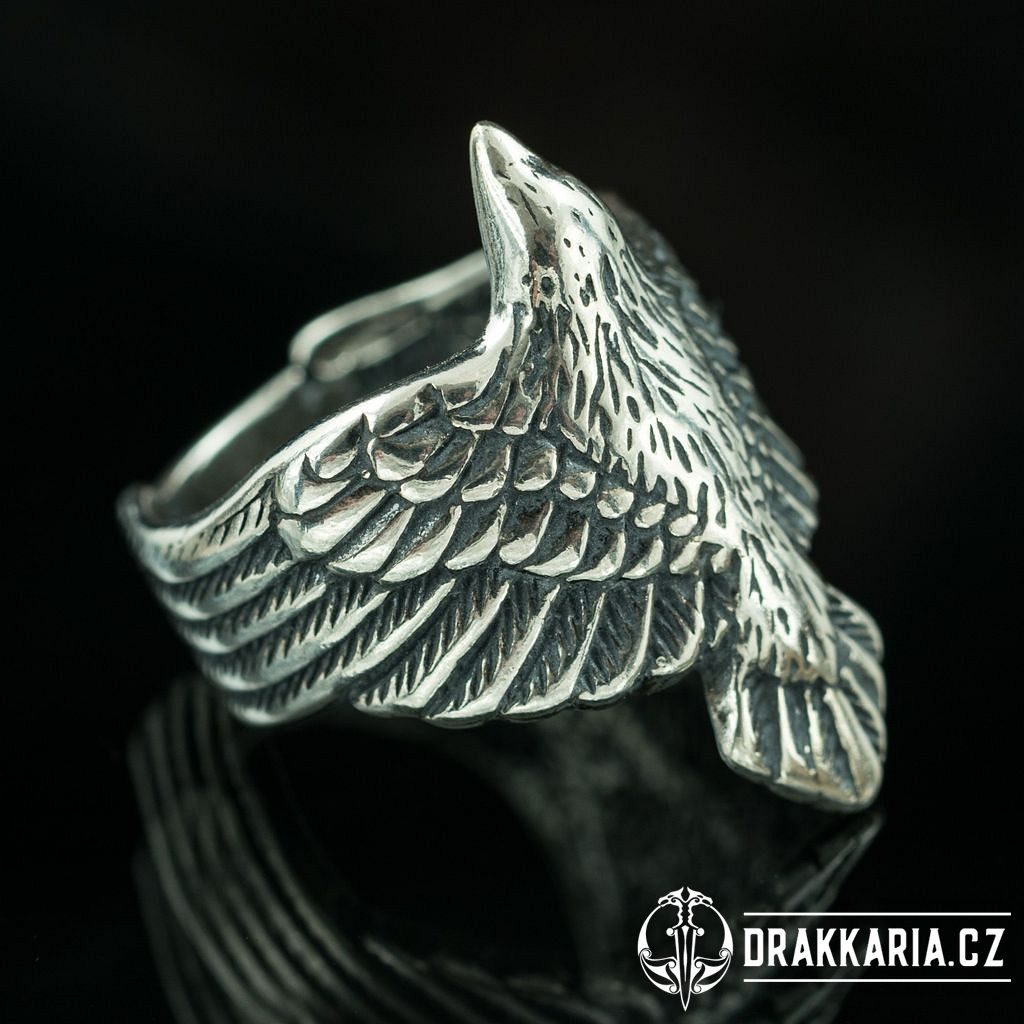 CORVUS, vrána, prsten, stříbro 925 - drakkaria.cz