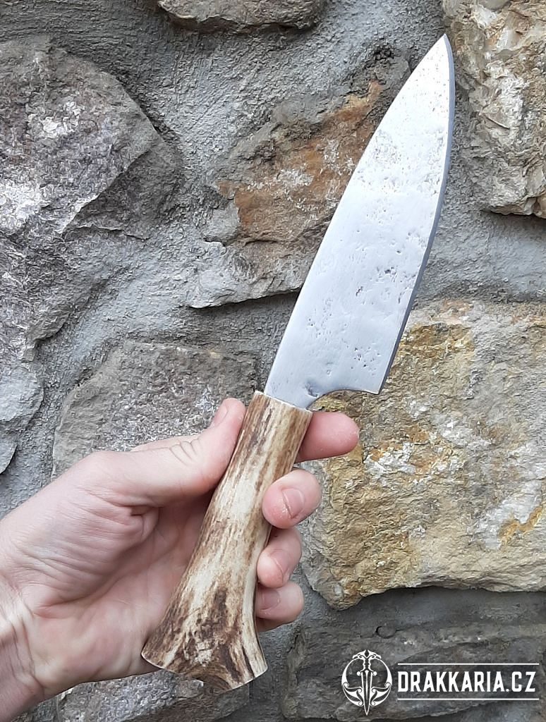 BOREK, kovaný nůž s parohem - drakkaria.cz