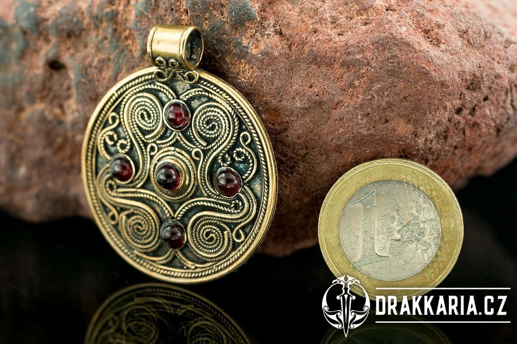 BATTERSEA, luxusní britský šperk, bronz, granát - drakkaria.cz
