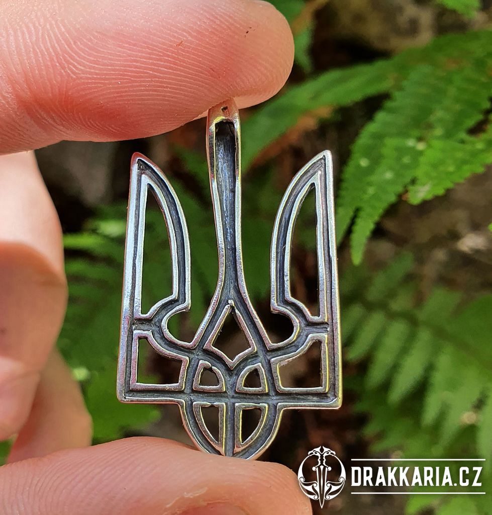 TRYZUB státní znak Ukrajiny, přívěšek stříbro 925 - drakkaria.cz