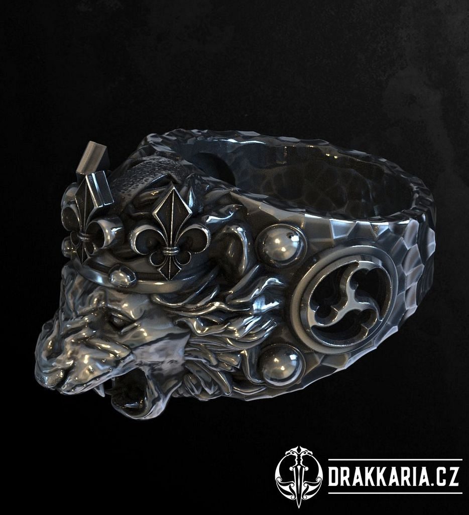 ČESKÝ LEV, prsten, stříbro 925 - drakkaria.cz