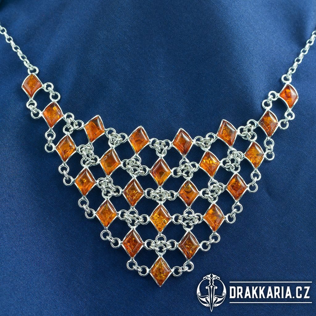 REGINA, Jantar, náhrdelník, stříbro 925 - drakkaria.cz