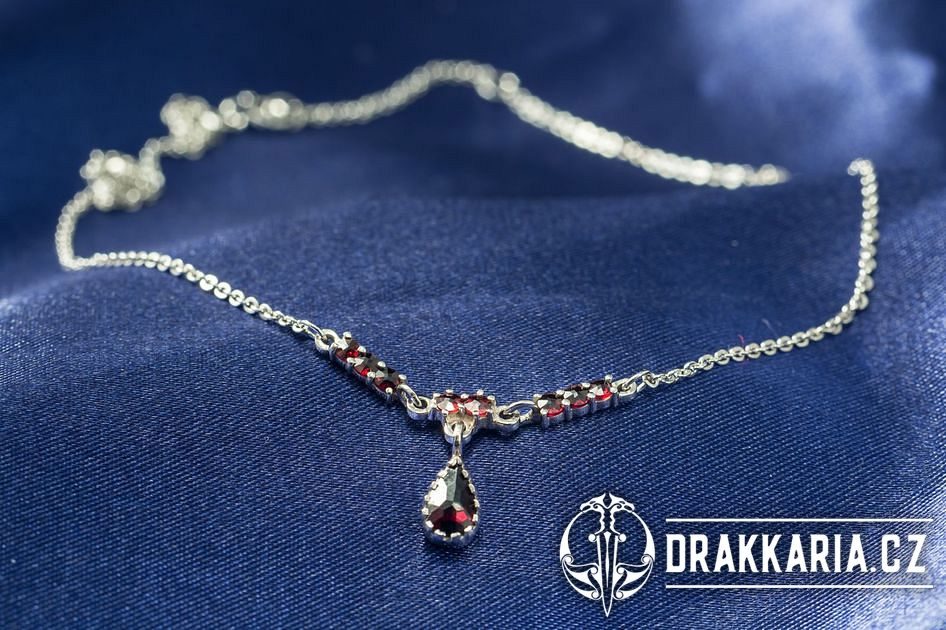 OSSIAN, náhrdelník, granát, stříbro 925 - drakkaria.cz