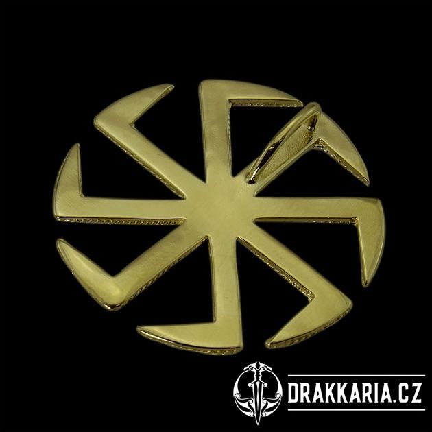 KOLOVRAT a GRANÁT, Slovanský symbol Slunce, přívěšek, 14k zlato -  drakkaria.cz