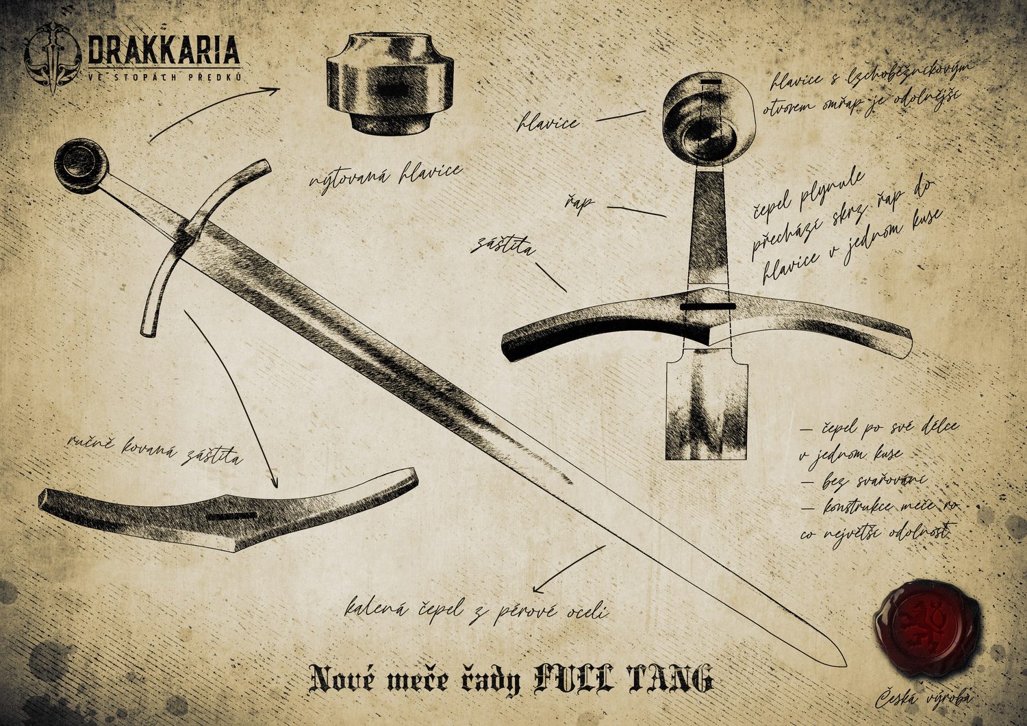Meče na šerm Full-Tang