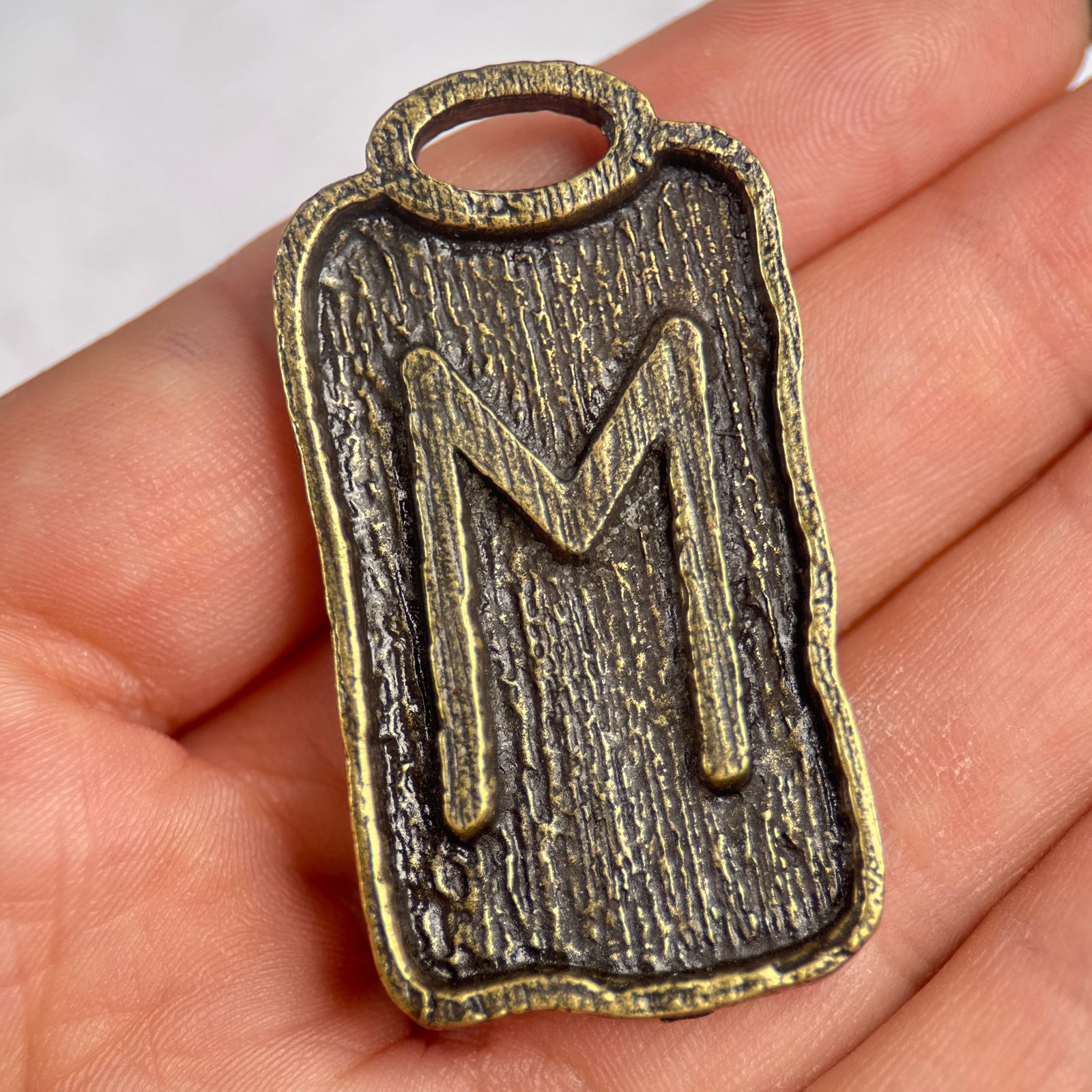 EHWAZ, Rune Pendant zinc, ant. brass Wulflund