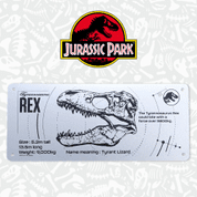 JURASSIC PARK TIN SIGN T-REX SCHEMATIC - CEDULKA JURSKÝ PARK - JURASSIC PARK - JURSKÝ PARK