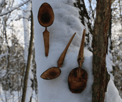 BETULA, VYŘEZÁVANÁ LŽIČKA Z BŘÍZY, OPÁLENÁ - DOBOVÉ STOLOVÁNÍ, LŽIČKY