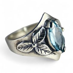 SHAMROCK, STŘÍBRNÝ PRSTEN, TOPAZ, AG 925 - PRSTENY - STŘÍBRNÉ ŠPERKY