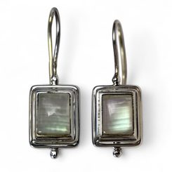 QUATRO, STŘÍBRNÉ NÁUŠNICE, DUHOVÝ MĚSÍČNÍ KÁMEN, AG 925/1000 - NÁUŠNICE - STŘÍBRNÉ ŠPERKY