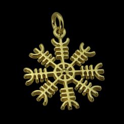 AEGISHJALMUR, ISLANDSKÁ MAGICKÁ RUNA, AMULET, 14K ZLATO - ZLATÉ ŠPERKY - ŠPERKY