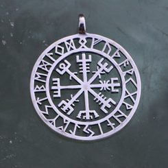 VEGVISIR - kompas, islandská runa, přívěšek, stříbro 925, velký