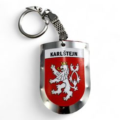 KARLŠTEJN, STŘEDOVĚKÝ ŠTÍT, KLÍČENKA, KOV, RUČNÍ PRÁCE - KLÍČENKY Z KOVU - ŠPERKY