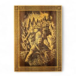 BERSERKER VIKING, NÁSTĚNNÁ DEKORACE, DŘEVO 32X46CM - DŘEVĚNÉ OBRAZY - HOME DECOR