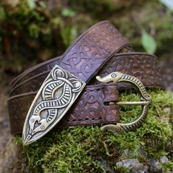 BORRE BESTIE, KOŽENÝ OPASEK VIKING - ZDOBENÝ, HNĚDÝ - OPASKY Z KŮŽE - SEDLÁŘSTVÍ