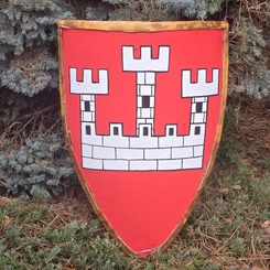 KULATÝ VIKINSKÝ ŠTÍT, PŘEKLIŽKA, LEN, SUROVÁ KŮŽE 70CM - VIKINSKÉ ŠTÍTY - ZBROJE