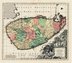 CEYLON,Tobias Conrad Lotter 1717 - 1777, historická mapa, faksimile