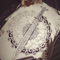 MEČ EXCALIBUR, PŘÍVĚŠEK - STŘEDOVĚKÉ AMULETY - ŠPERKY