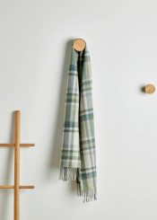 ŠÁLA IRSKÁ, FOXFORD GREEN, TURQUOISE & CREAM TARTAN LAMBSWOOL - VLNĚNÉ ŠÁLY - MÓDA