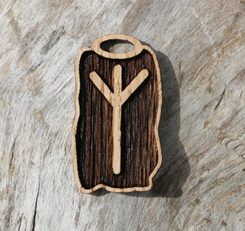 Algiz - runový amulet dřevěný