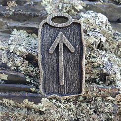 TIWAZ - RUNOVÝ AMULET, ZINEK STAROMOSAZ - RUNY - ŠPERKY