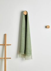 ŠÁLA IRSKÁ, FOXFORD GREEN, TURQUOISE & CREAM TARTAN LAMBSWOOL - VLNĚNÉ ŠÁLY - MÓDA
